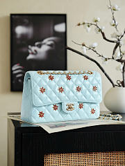 Chanel 26k Flap Bag Light Blue Lambskin in Bloom 25cm - 6