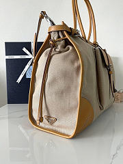 Prada Bonnie linen and leather tote bag size 50x36x17cm - 4