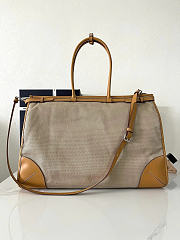 Prada Bonnie linen and leather tote bag size 50x36x17cm - 3