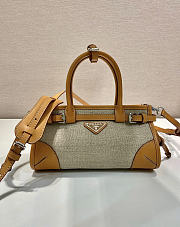 Prada Bonnie small linen and leather handbag size 23x12x9 - 5