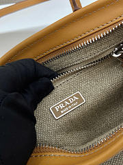 Prada Bonnie small linen and leather handbag size 23x12x9 - 3