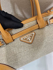 Prada Bonnie small linen and leather handbag size 23x12x9 - 2