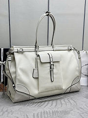 Prada Bonnie linen and leather tote bag white size 50x36x17cm - 4