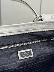 Prada Bonnie linen and leather tote bag white size 50x36x17cm - 3