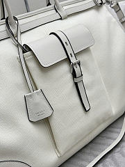 Prada Bonnie linen and leather tote bag white size 50x36x17cm - 2