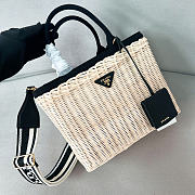 Prada wicker canvas tote bag black size 26x18x11.5cm - 1