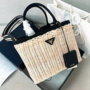 Prada wicker canvas tote bag black size 26x18x11.5cm - 3