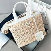Prada wicker canvas tote bag white size 26x18x11.5cm - 1