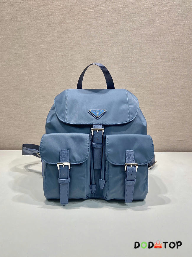 Prada Buckle Flap Nylon Backpack bue size 23.5x28x12cm - 1