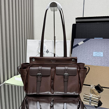 Prada Route medium leather tote bag 30x22x15cm