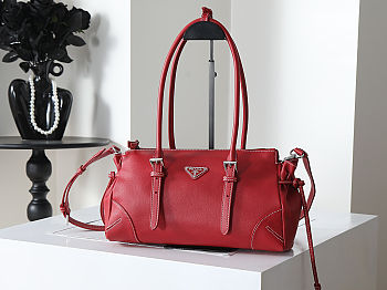 Prada Bonnie red antiqued leather tote bag 32x17.5x10.5cm 