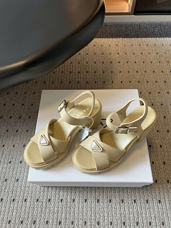 Prada Monolith buckle sandals beige 