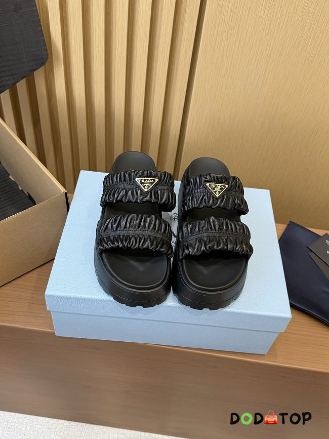 Prada Matelassé nappa leather flatform slides  - 1