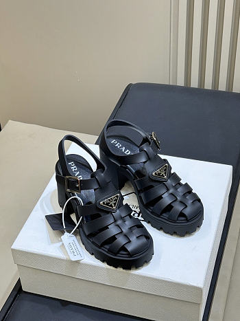 Prada Rubber platform sandals black 9cm