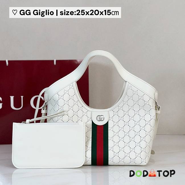 Gucci Giglio small tote bag White perforated 25x20x15cm - 1