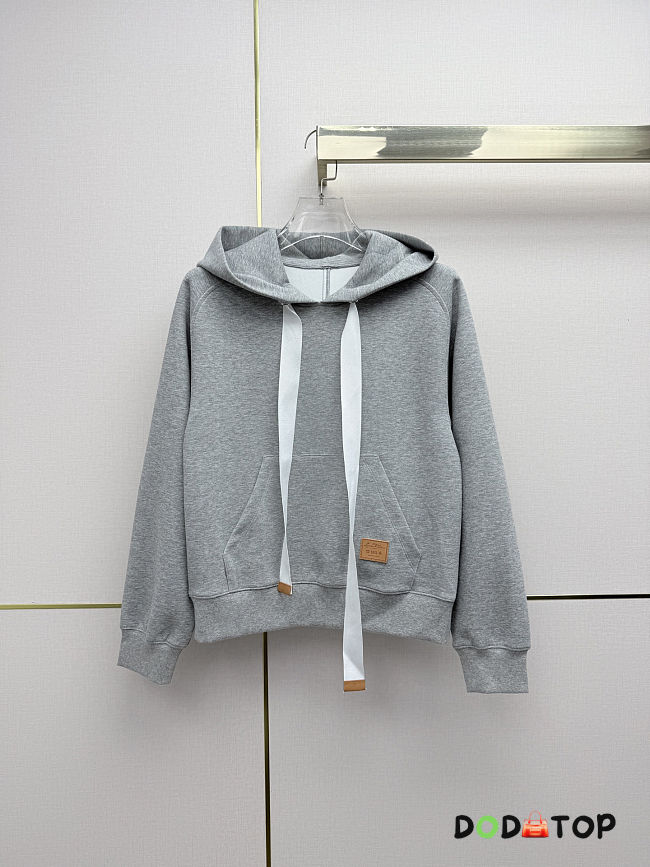 Louis Vuitton Contrast Drawstring Hoodie gray - 1