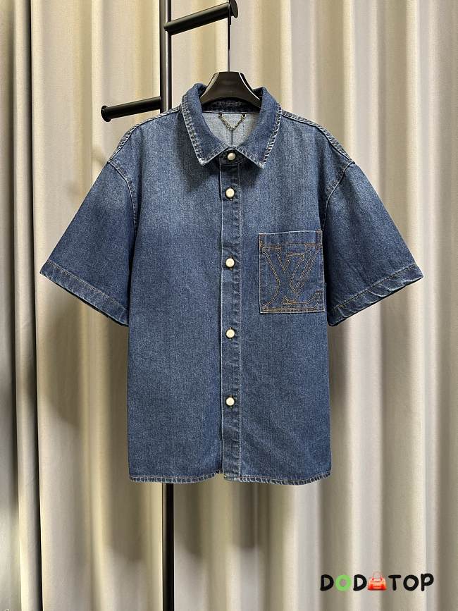 LV Short-Sleeved Denim Shirt men - 1