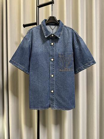LV Short-Sleeved Denim Shirt men