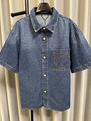LV Short-Sleeved Denim Shirt men - 4