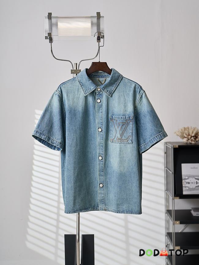 LV Short-Sleeved Denim Shirt men - 01 - 1