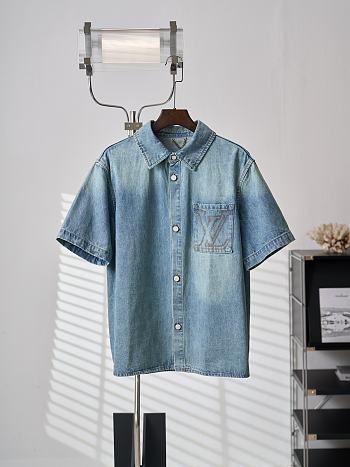 LV Short-Sleeved Denim Shirt men - 01