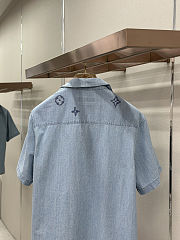 LV Embroidered Signature Chambray Short-Sleeved Shirt men  - 5