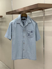 LV Embroidered Signature Chambray Short-Sleeved Shirt men  - 4