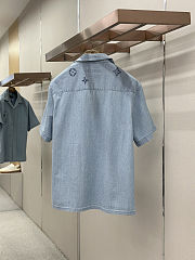 LV Embroidered Signature Chambray Short-Sleeved Shirt men  - 2