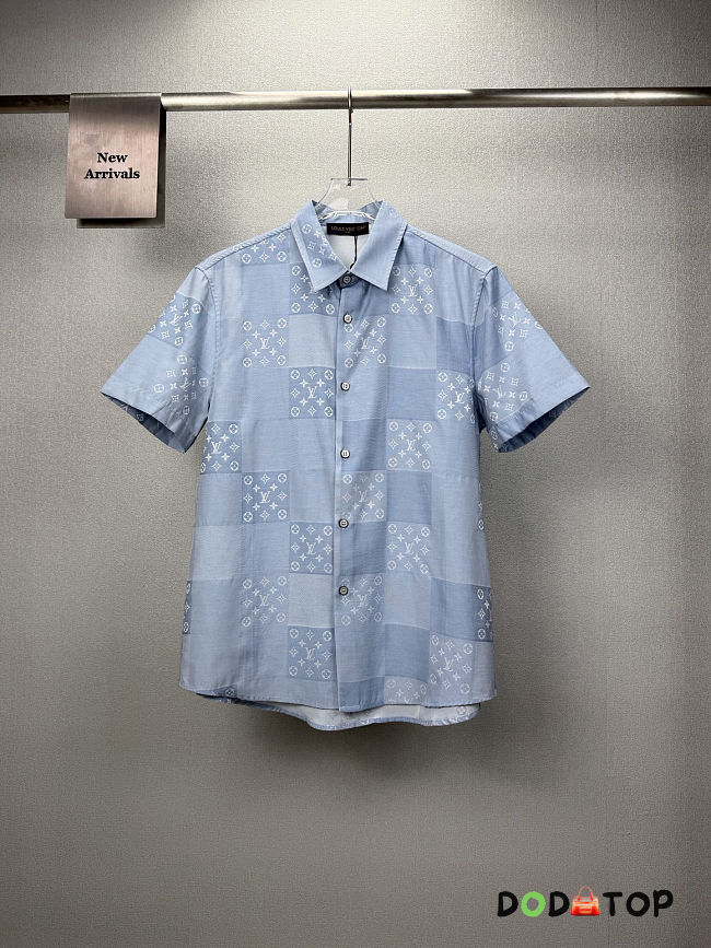 LV Patchwork Jacquard Short-Sleeved Shirt men  - 1