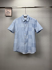 LV Patchwork Jacquard Short-Sleeved Shirt men  - 1
