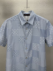 LV Patchwork Jacquard Short-Sleeved Shirt men  - 2