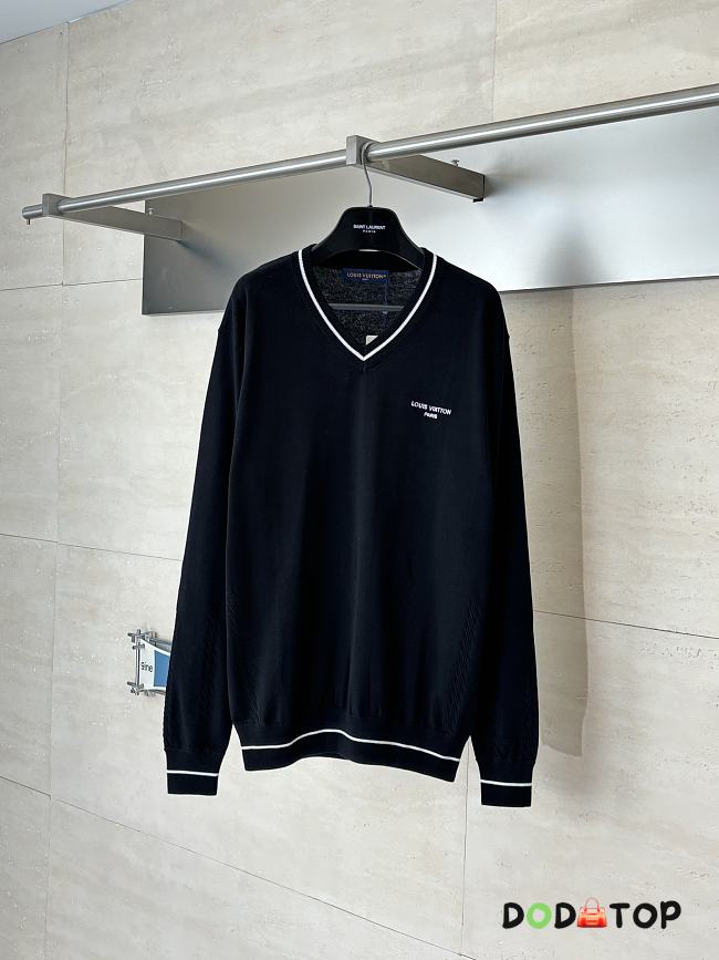 LV Silk Blend Cable V-Neck Pullover MEN - 1