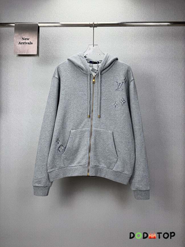 LV Embroidered Signature Zipped Hoodie men - 1