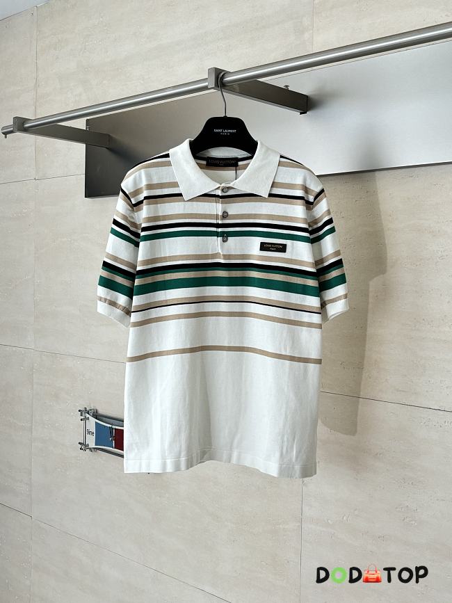 LV Striped Textured Short-Sleeved Polo Shirt men - 1