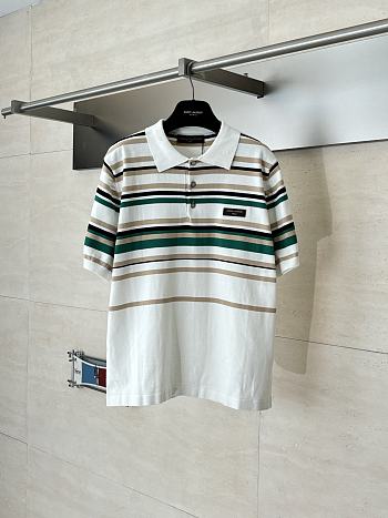 LV Striped Textured Short-Sleeved Polo Shirt men