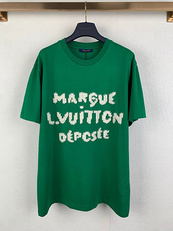 LV Embroidered Signature Short-Sleeved green T-Shirt men 