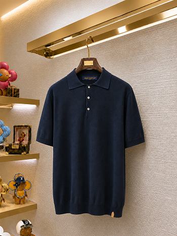 LV Cotton-Silk Short-Sleeved Polo Shirt men 