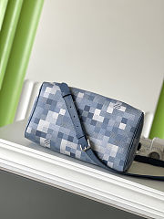 LV Speedy 30 Bandoulière blue bag size 34 x 22 x 19 - 5
