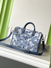 LV Speedy 30 Bandoulière blue bag size 34 x 22 x 19 - 3
