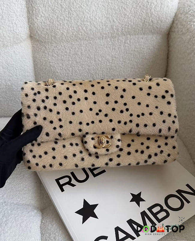 Chanel Flap Bag Light Beige Calf Hair Gold bag size 25cm - 1