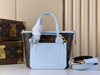 Louis Vuitton Neverfull Inside Out BB blue bag size 26.5 x 16.5 x 11cm 