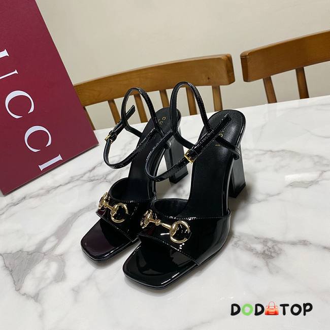 Gucci Women's Leather Signora Sandals Block Heel Straps 9.5cm - 1