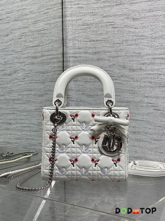 Dior Dioramour Mini Lady Bag with Chain white size 17cm - 1