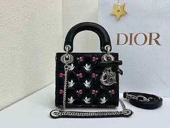 Dior Dioramour Mini Lady Bag with Chain black size 17cm