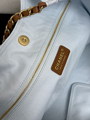 Chanel Coco Beach Shopping Tote Denim Light Blue Brown bag size 43x20x17cm - 5