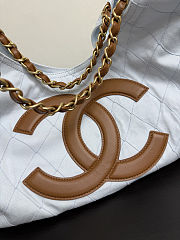Chanel Coco Beach Shopping Tote Denim Light Blue Brown bag size 43x20x17cm - 2