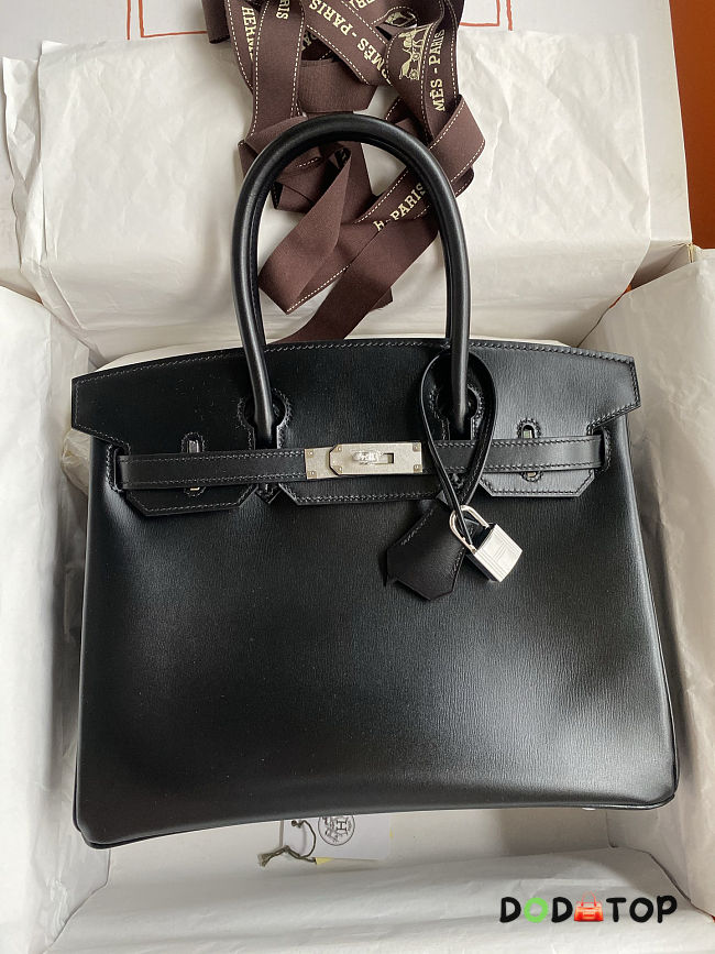 Hermes birkin Box Leather black bag size 30x22x16cm - 1