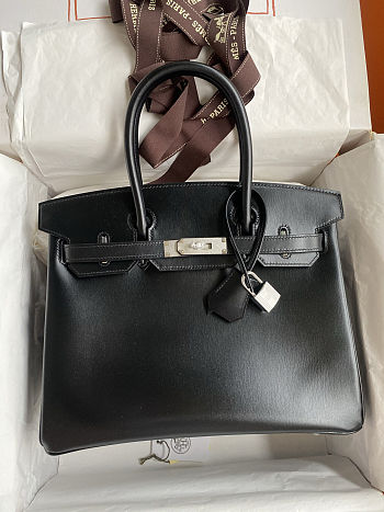 Hermes birkin Box Leather black bag size 30x22x16cm