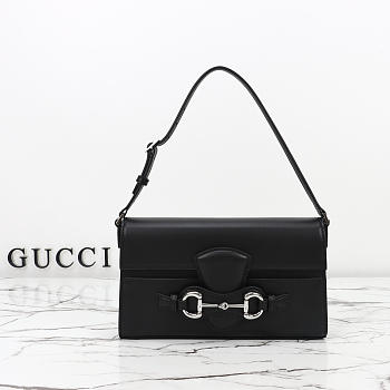 Gucci Horsebit Ristretto medium shoulder bag black size 2614.5×4.5cm