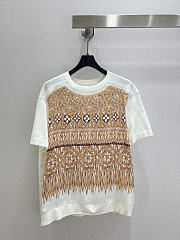 Louis Vuitton Woven Print Front Knit Top  - 1